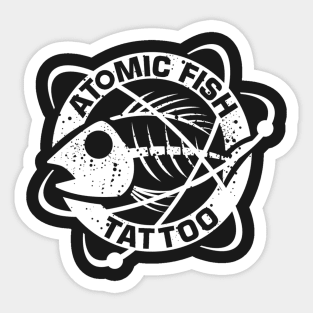 Atomic Fish Tattoo Original Solid White Sticker